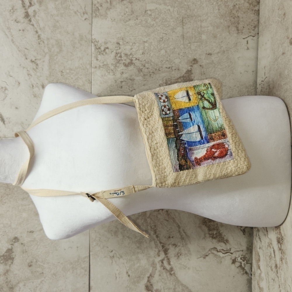 PAUL BRENT Coastal Life Knit Beach Tote Lobster Sailboats Anchor Summer